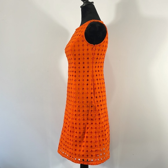 Nine West Orange Eyelet Dress, Sleeveless, Size 4 - Picture 4 of 14